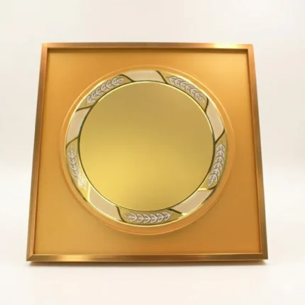Metal Square Frame Trophy with Round Custom Print Plate – Premium Award Plaque